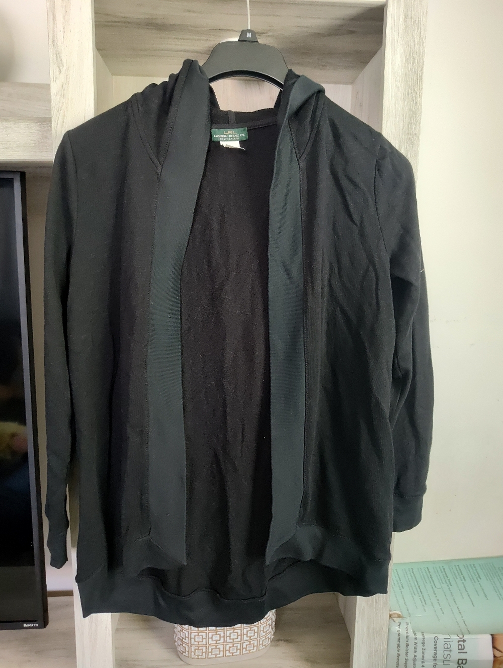 Ralph Lauren Black Hoodie Cardigan SZ Small Sample Piece